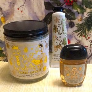BBW Merry Cookie Candle Lotion Sanitizer Lot New